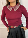 Maglia colletto strass