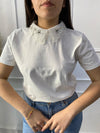 T-shirt Colletto Strass