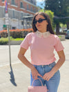 T-shirt Colletto Strass
